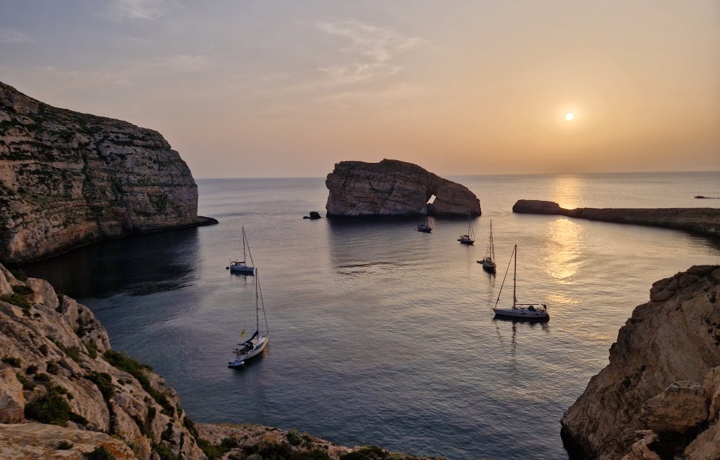 Spektakulärer Ankerplatz in Gozo, Mai 2023.