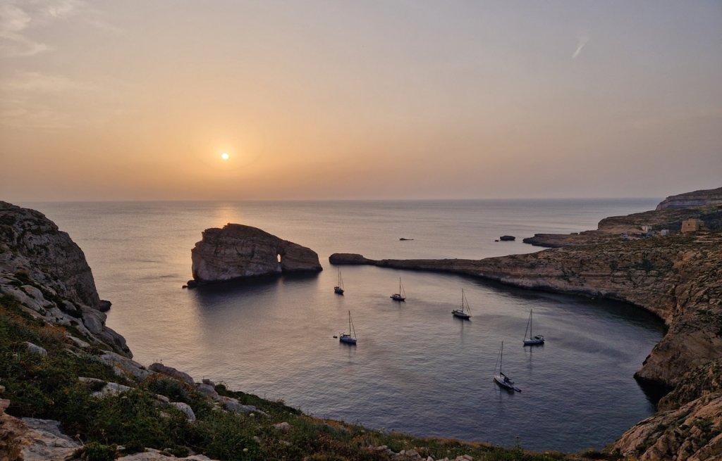 Einzigartige Ankerbucht für unsere letzte Nacht in Gozo.