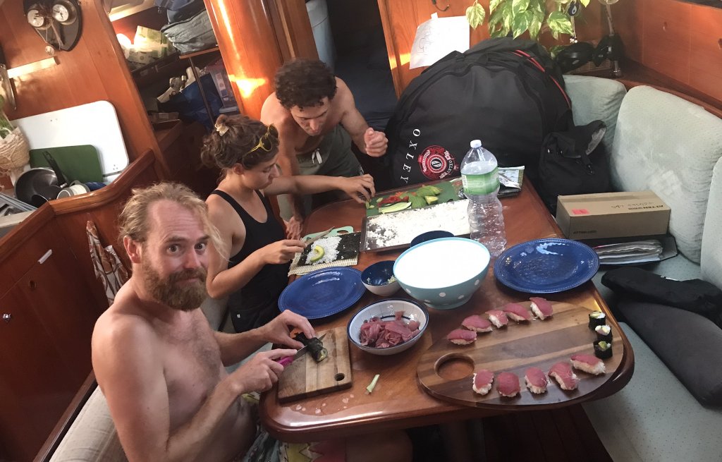 Making Sushi with self caught fresh tuna - one of the highlights so far.