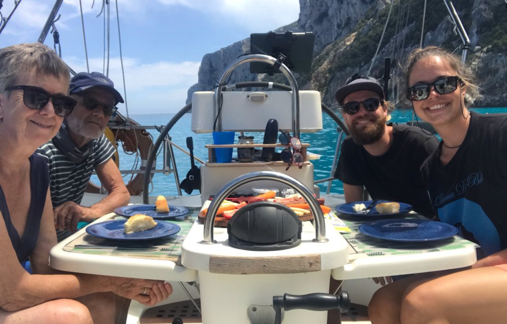 Aboard the CERVINO, in Cala Goloritze.