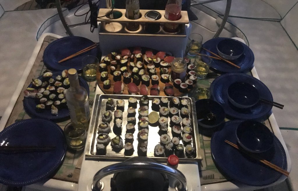 Sushi party with fresh fish!