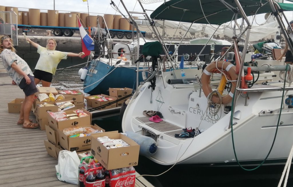 Luckily, everything was delivered in front of the boat.