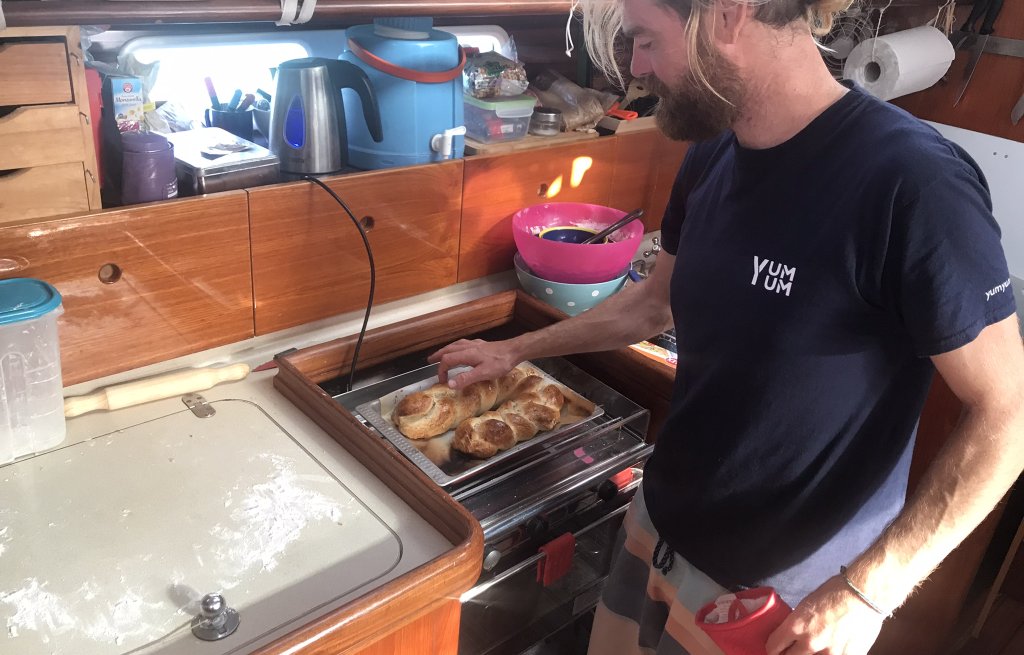 Thierry baking Zopf for breakfast.