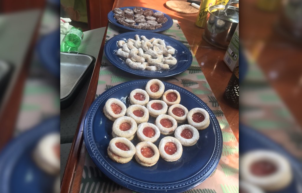 Christmas cookies freshly out of the oven.
