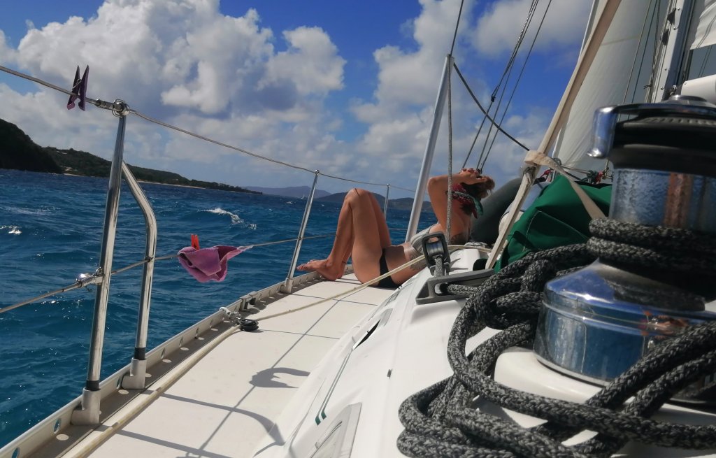 Sailing with a beam reach.