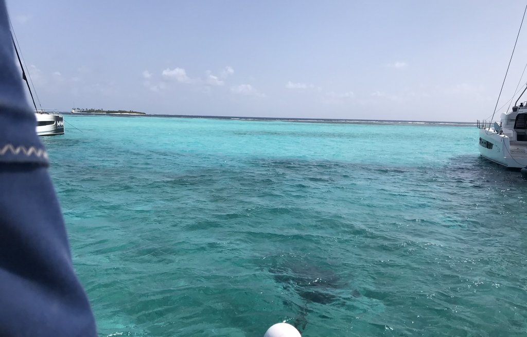View from the mooring (in between tha Catamarans).