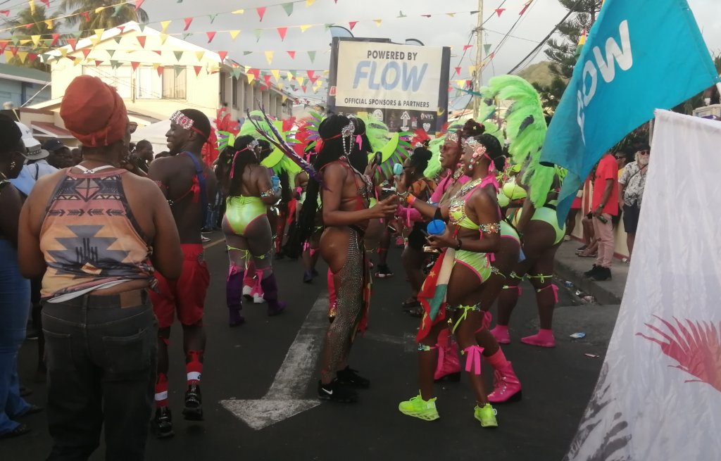 Dancing crowd following the music.