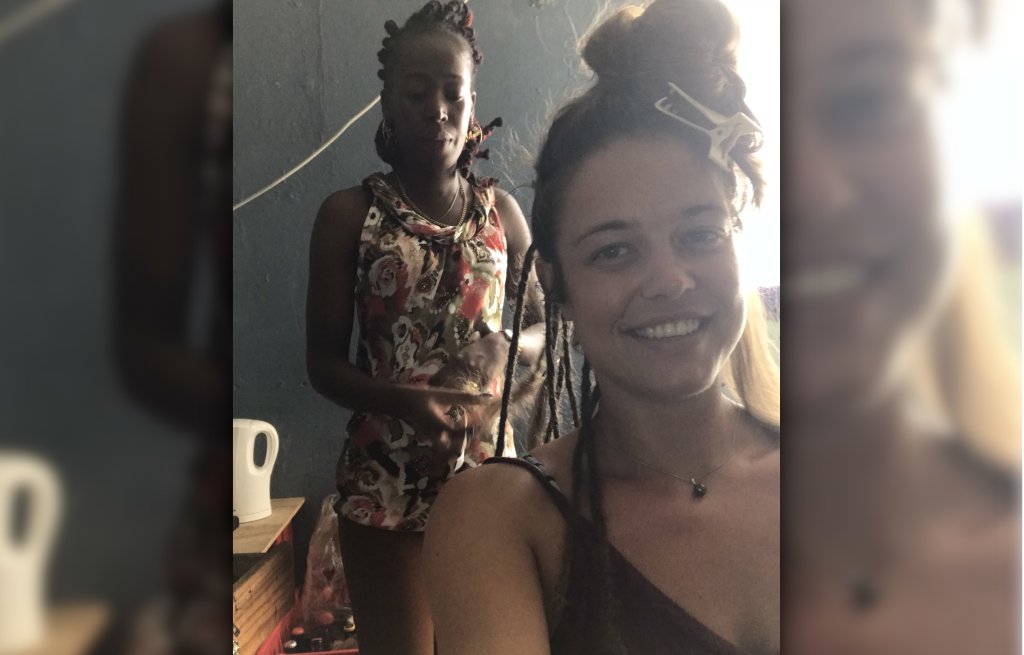 Visiting the Hair saloon in Kingstown.