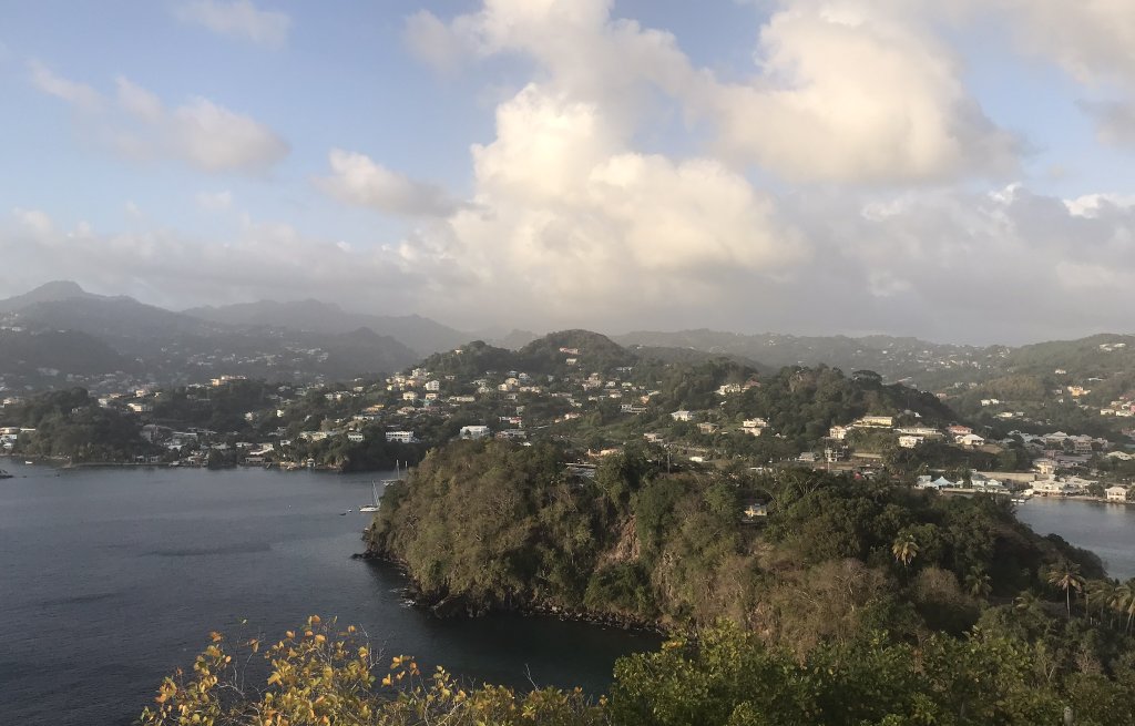 View over Young Island to St.Vincent.