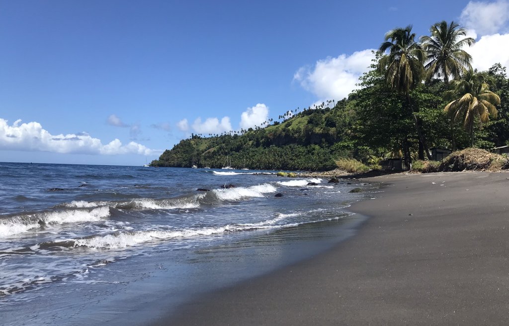 Black sand beach.