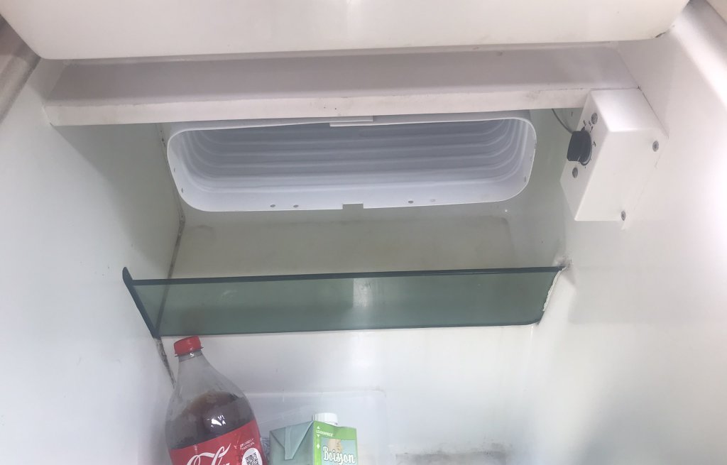 New evaporator inside of the fridge.