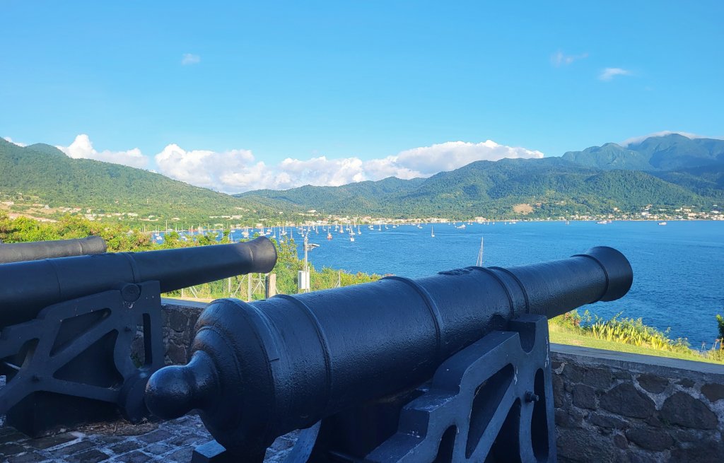 Canons, and the bay in the background.