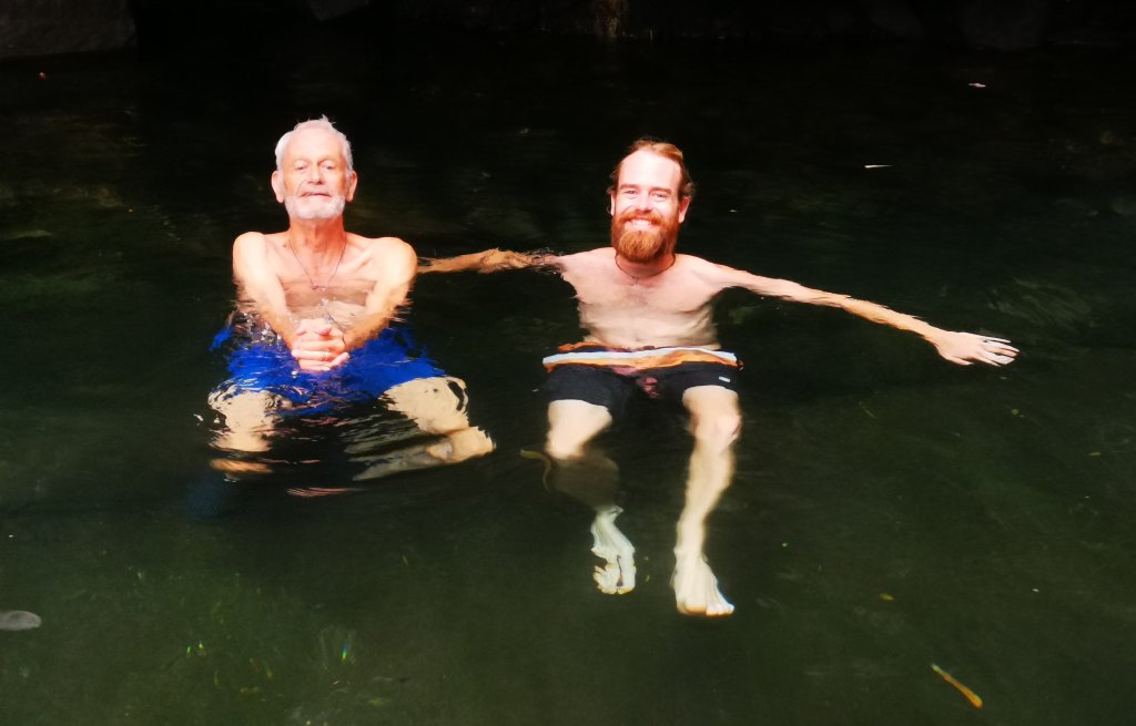 Bathing in the hot spring.