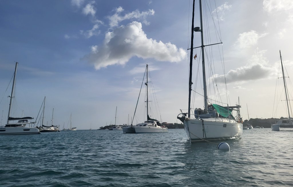 Cervino on a mooring in Prickly Bay.
