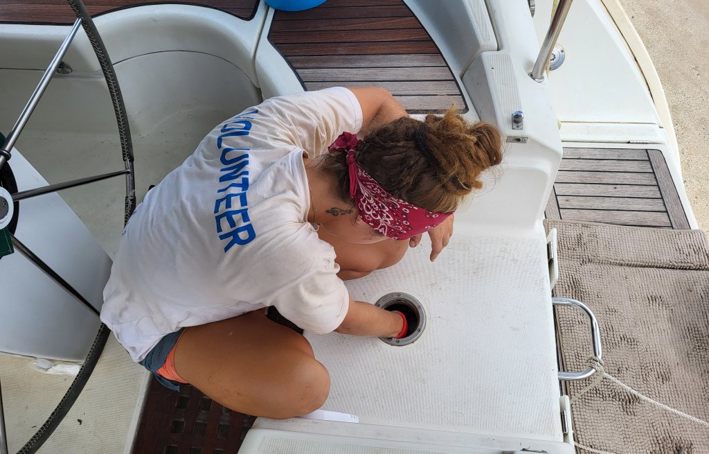 Having fun with the rudder bearing.