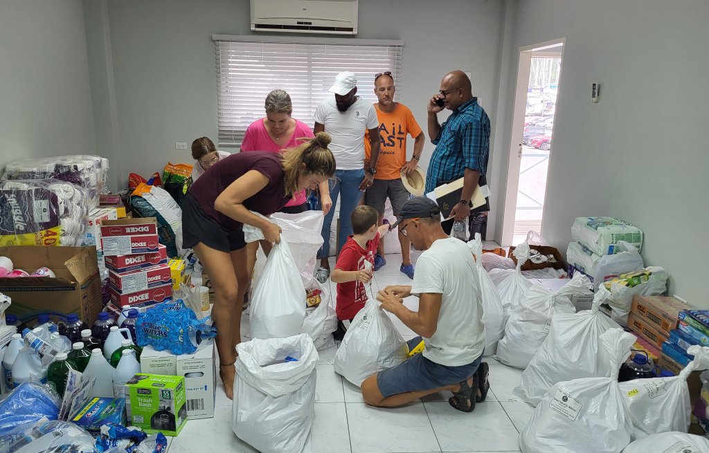 Filling supply parcels in operation office.