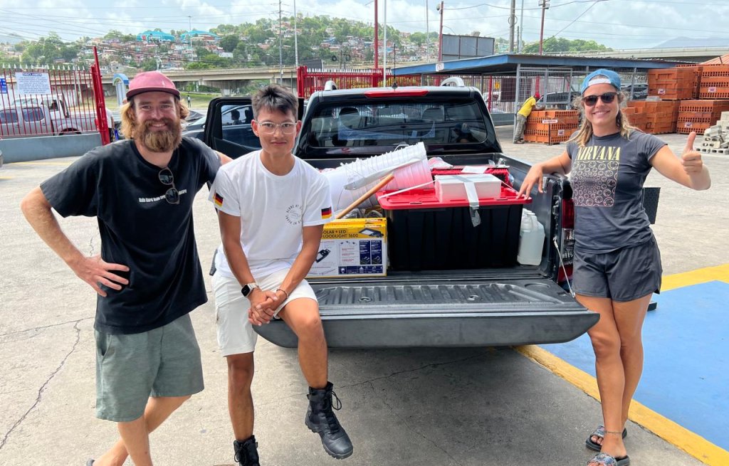 Shopping with donations, with our friend Johannes.