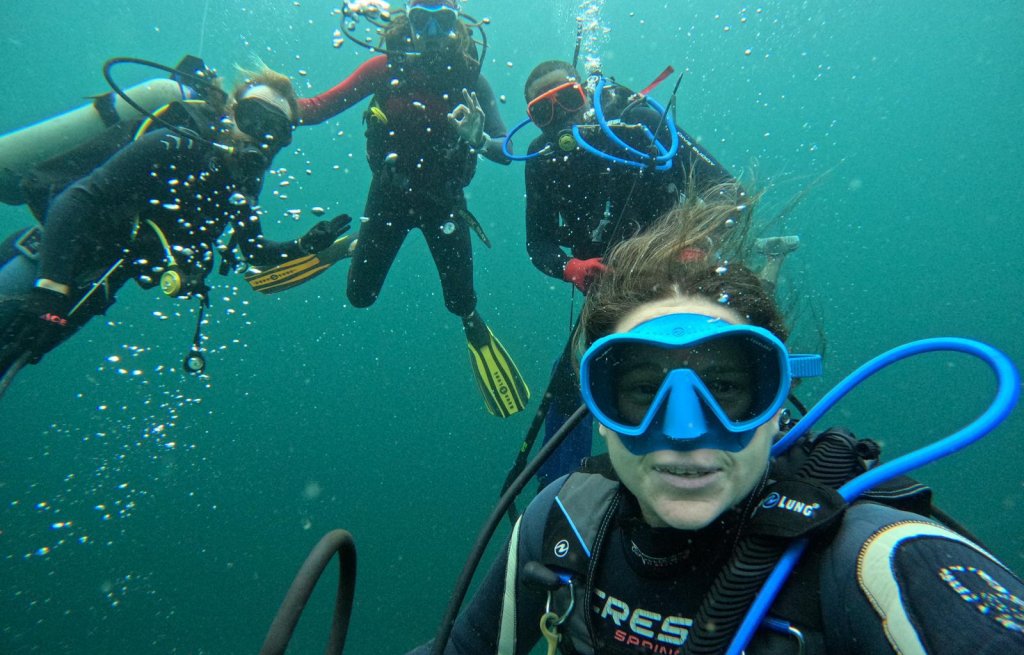 With the Scuba West Indies gang.