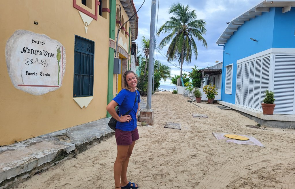 Strolling through the village streets.