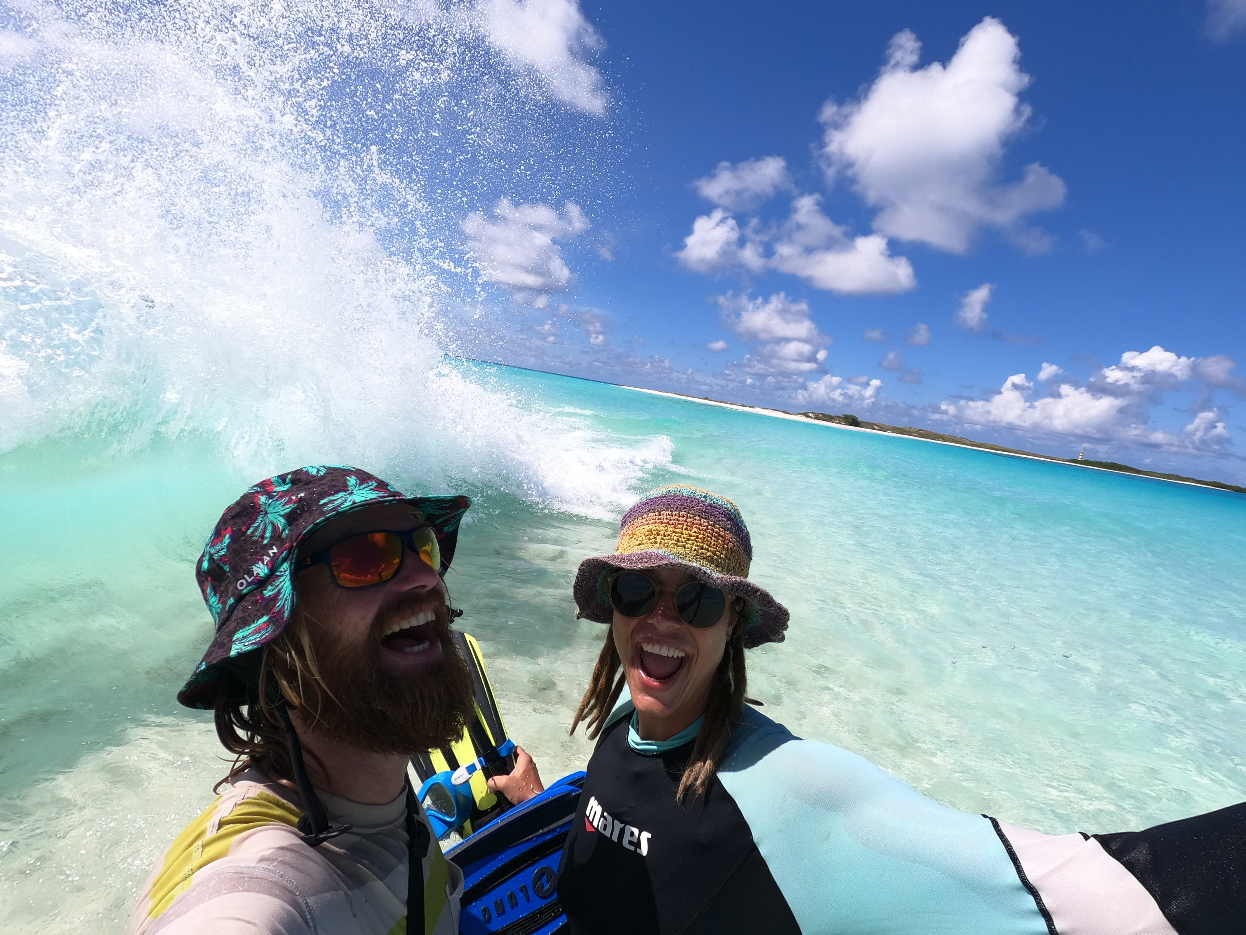 Two lagoons breaking into each other behind us.