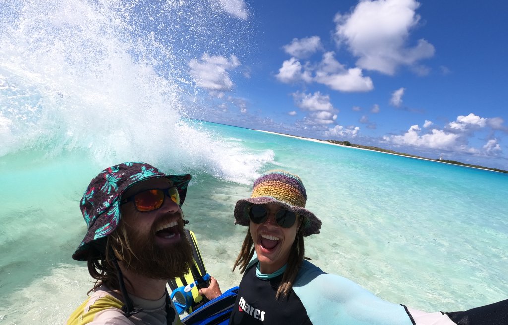 Two lagoons breaking into each other behind us.