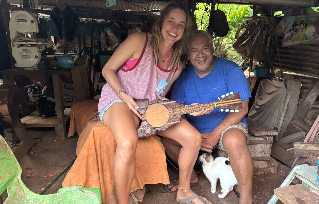 The happy Simon and I, after I played him a song on my new ukulele.