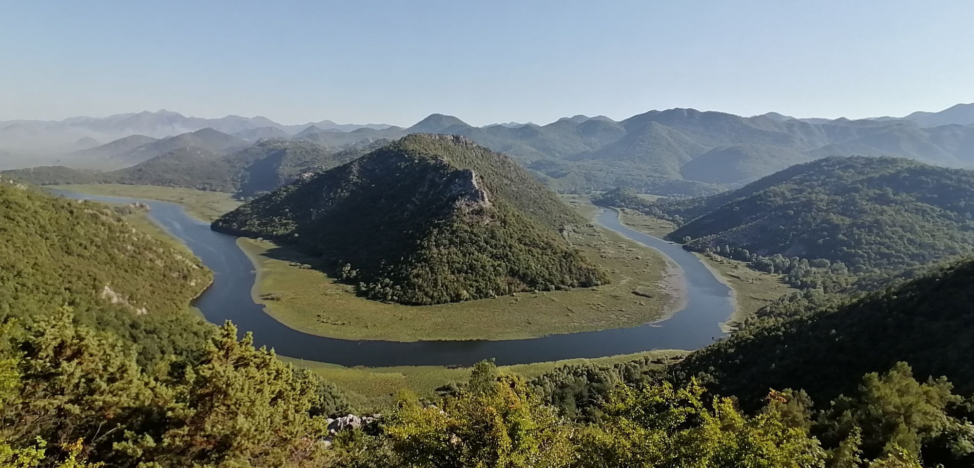 The lake, that looks like a river.