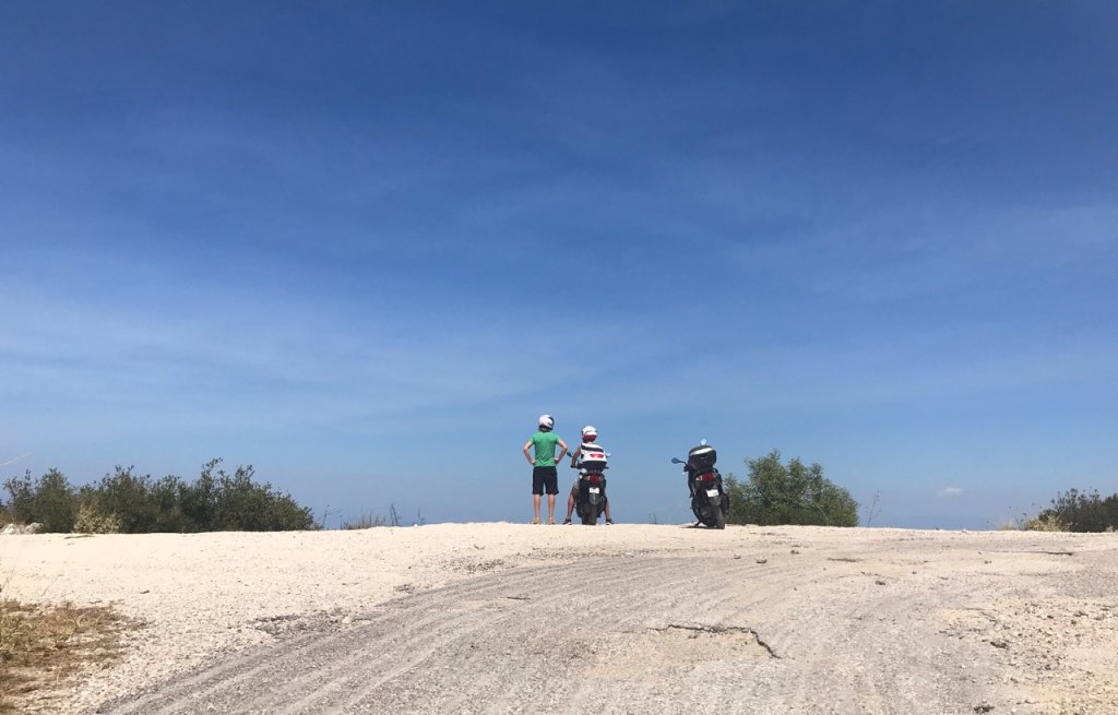 Exploring Lefkada Island with scooters.