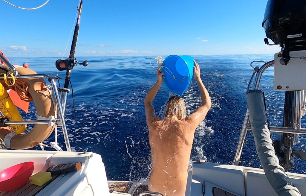 Bucket shower at it's finest.