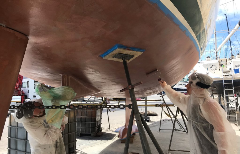 Application of 5.5 coats of Copper Coat.