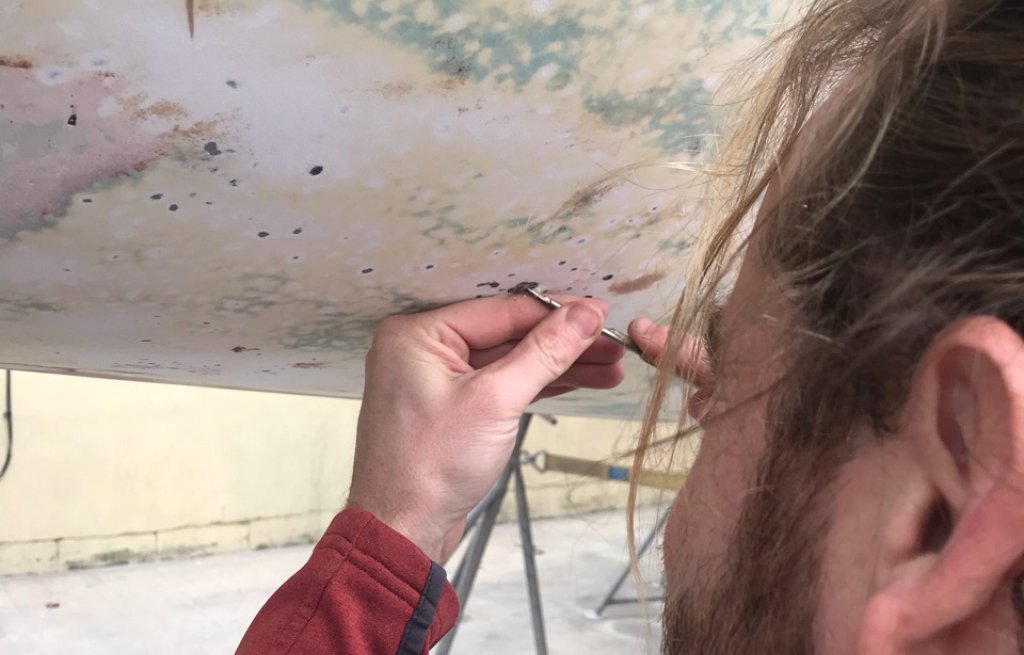 Opening of all the small blisters.