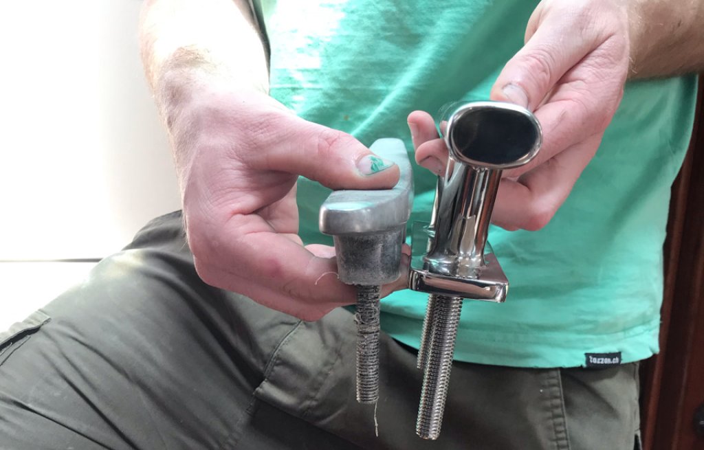 Old cleat (left) vs new cleat (right).