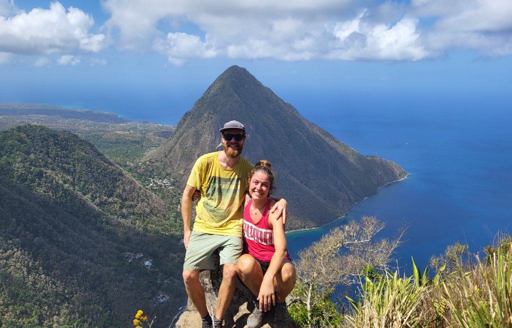 On the summit of the Petit Piton, St. Lucia 2024.