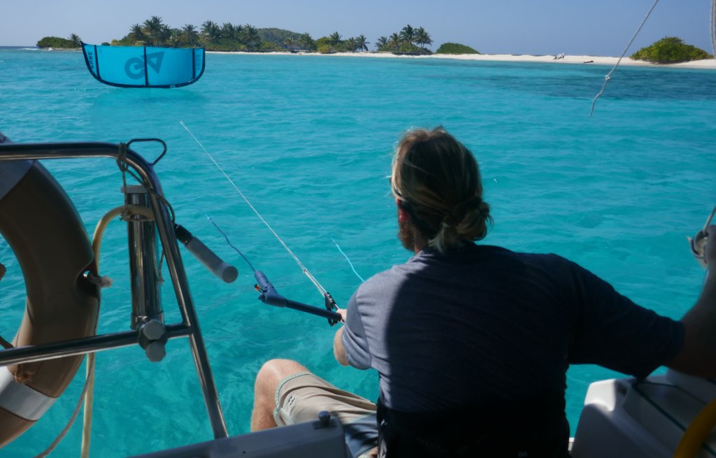 Launching the kite off the stern.