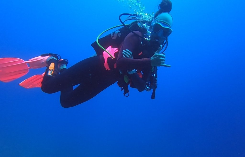 Rastafish in endless blue.